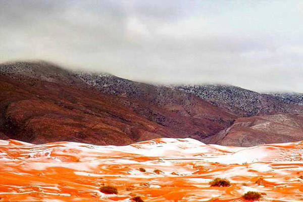 Tuyết rơi lần đầu tiên sau 37 năm ở sa mạc Sahara