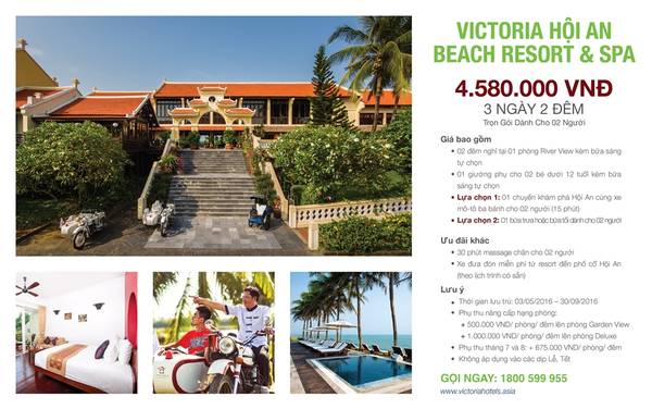 Hè này hãy thử một lần du lịch phá cách tại Victoria Hội An Beach Resort & Spa