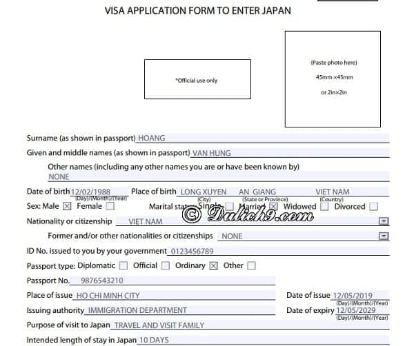 Hướng dẫn tự điền đơn xin visa đi Nhật Bản mới nhất