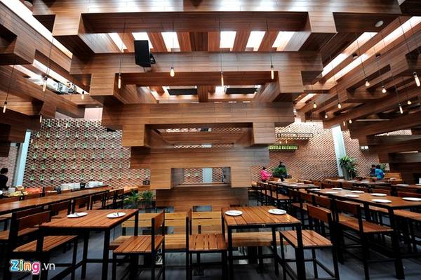 nhà hàng 1.000 m2, bên trong nhà hàng 1.000 m2 có thiết kế lạ giống cây cổ thụ