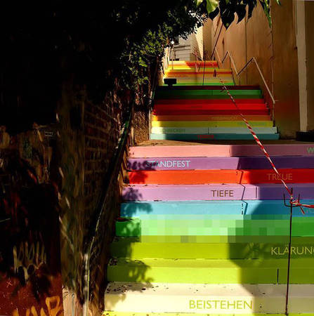 bậc cầu thang, nghệ thuật đường phố, ngắm những bậc cầu thang được vẽ cầu kỳ ấn tượng
