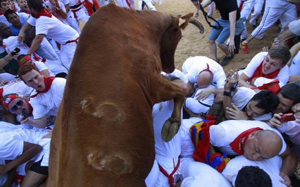 thót tim tham gia lễ hội đua cùng bò tót ở tây ban nha
