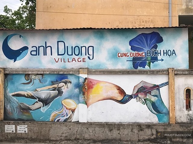 Review làng Bích Họa Cảnh Dương ở Quảng Bình, đường tranh hơn dài 100m