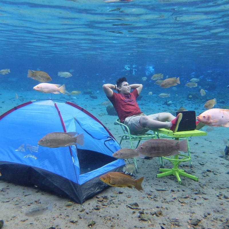 Tới Indonesia nhớ ghé điểm chụp ảnh dưới nước cực ảo Umbul Ponggok