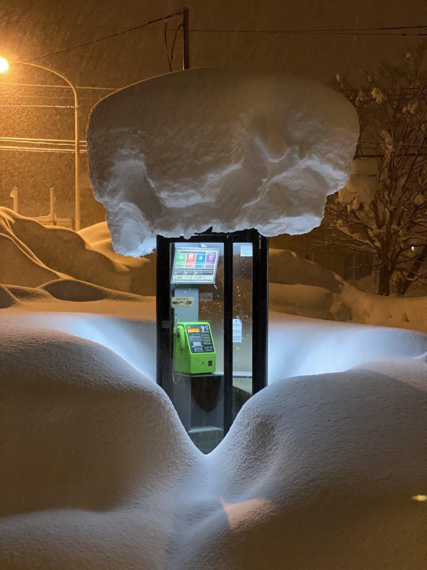 mùa đông hokkaido, tuyết rơi tại hokkaido, nằm giữa lớp tuyết mềm mại, bốt điên thoại bỗng mở ra cánh cửa thần kì
