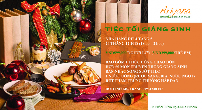Đặt phòng Ariyana SmartCondotel Nha Trang “tặng vé tiệc Giáng sinh – BBQ Buffet” với giá chỉ từ 1.375k/người