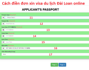 châu á, hướng dẫn điền mẫu đơn xin visa du lịch đài loan online a-z
