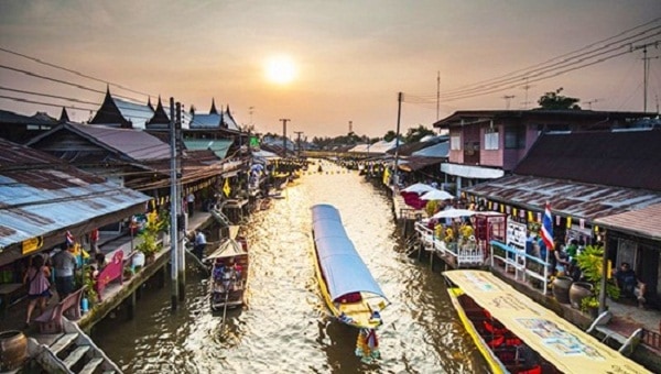 thái lan, các khu chợ nổi lớn nhất ở bangkok đẹp, mua sắm quên lối về