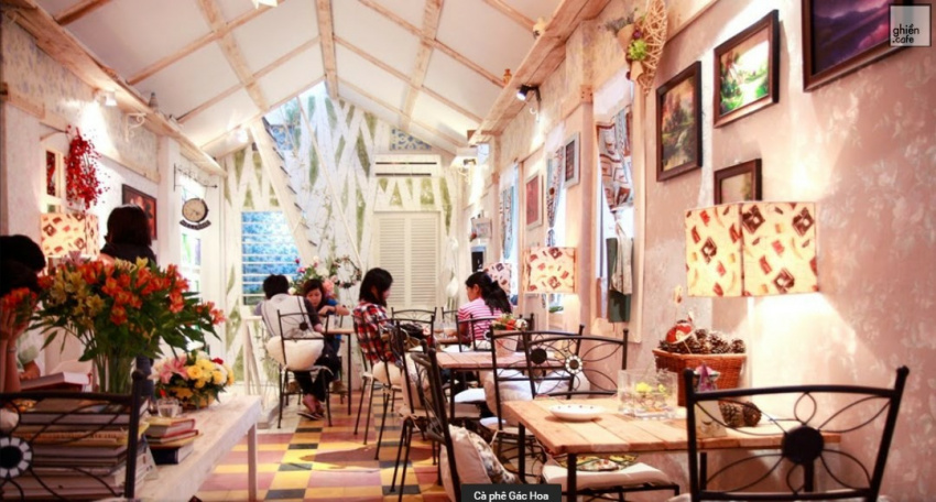 quán cafe,   													gác hoa cafe – quán cafe đẹp và siêu lãng mạn tại quận 3