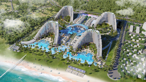 Bên trong resort Nha Trang có bể bơi dài 500m ven bờ vịnh Cam Ranh