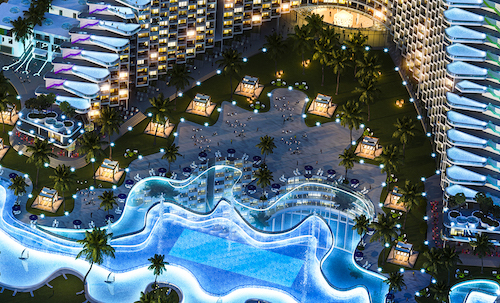 đặt phòng, resort nha trang, bên trong resort nha trang có bể bơi dài 500m ven bờ vịnh cam ranh