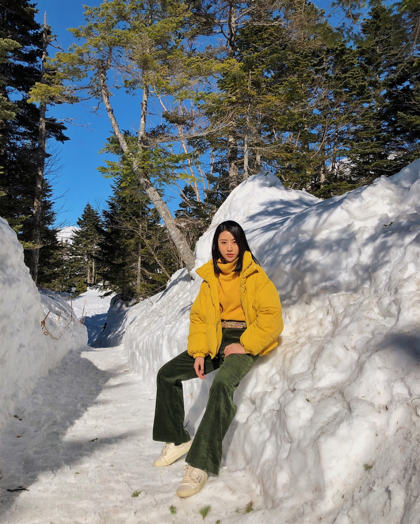 đẹp nhức nhối khung cảnh xứ phù tang ngập tuyết mùa xuân qua review ảnh của hotgirl quỳnh anh shyn