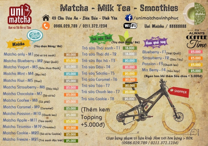 9  quán trà sữa ngon và chất lượng nhất tp. vĩnh yên, vĩnh phúc