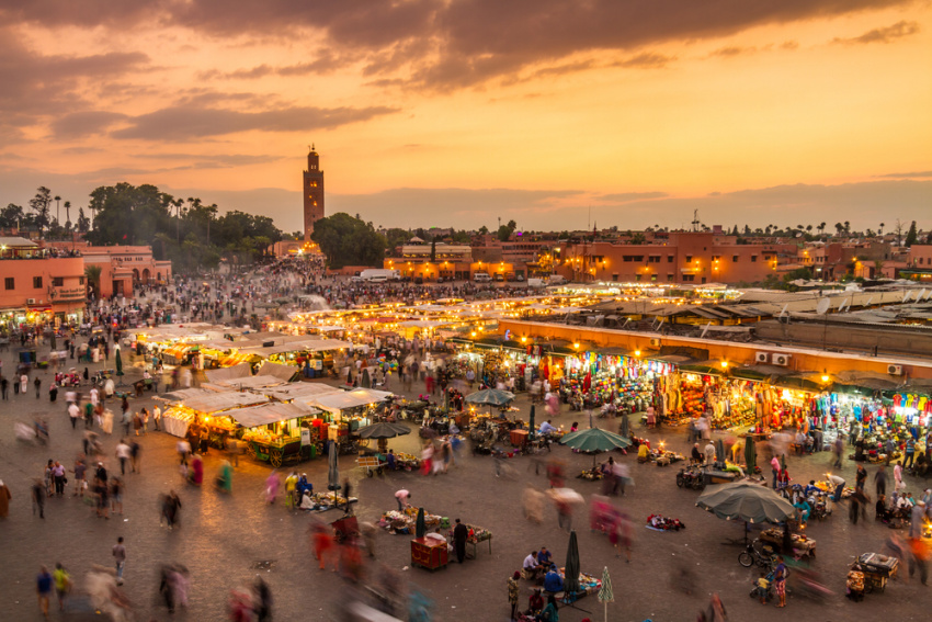 du lịch maroc: tham quan thành phố marrakech và quảng trường jemaa el fna