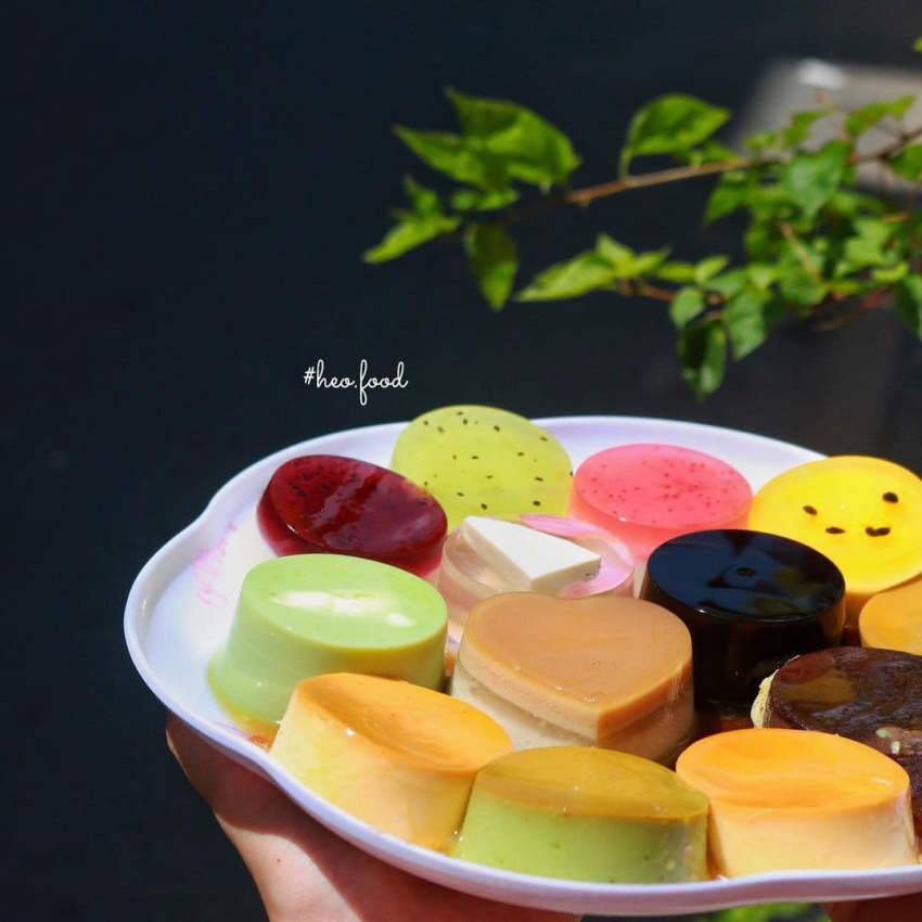 flan, saigon, fall in love with flan with 12 flavors with 12 eye-catching colors in tan binh district, saigon