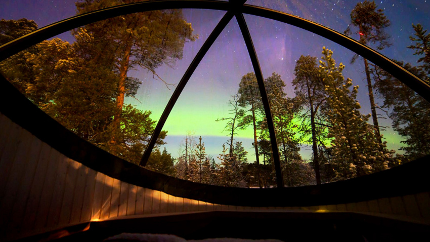 hotel, a 5-million-star hotel can see the aurora borealis just by lying in the room