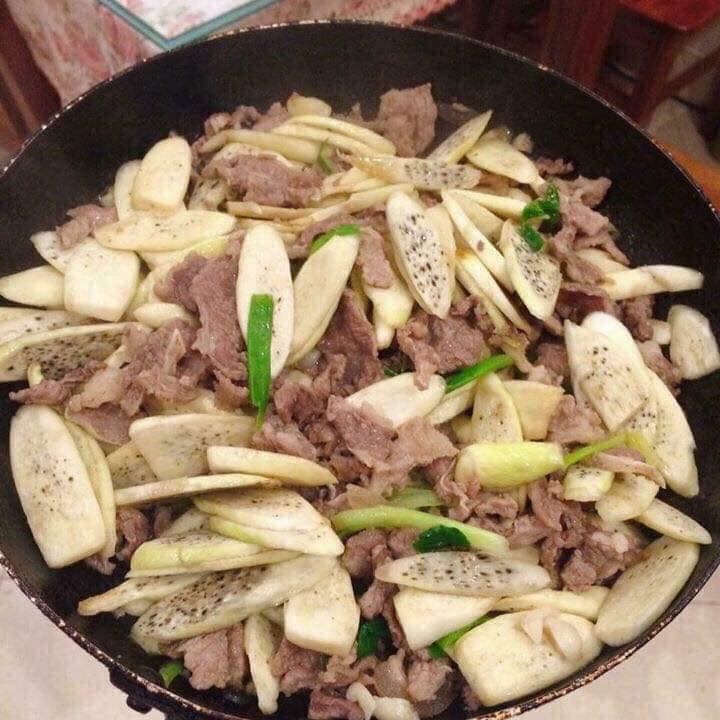 cooking recipe, tuber, how to, how to make stir-fried beef and egg-fried bamboo shoots with unbeaten eggs