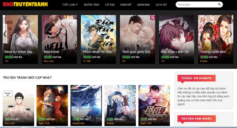 android,  10 web đọc truyện tranh full tốt nhất