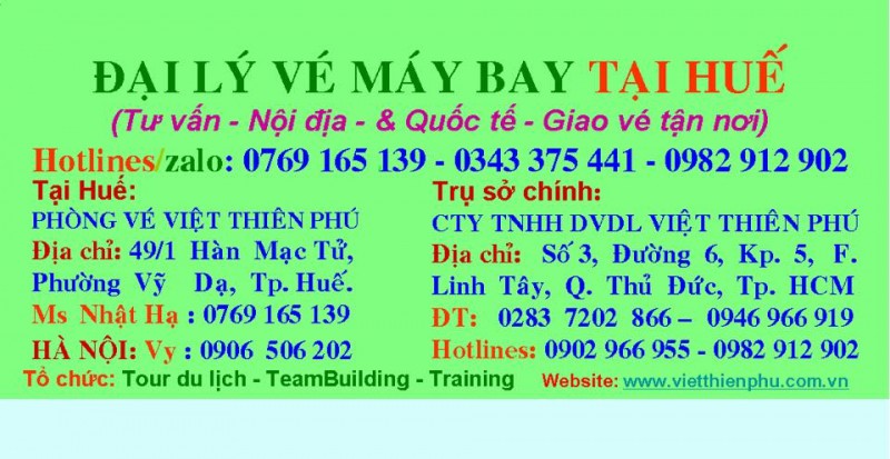 7 phòng vé, đại lý bán vé máy bay uy tín nhất tại huế