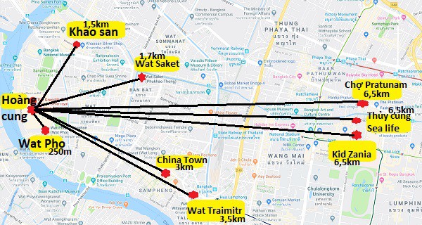 Bản đồ các điểm du lịch Thái Lan 2022 do az tổng hợp