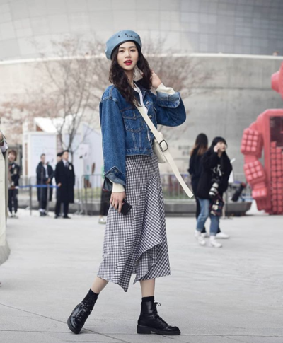 Đầm hai dây xòe phối áo khoác jean | Shopee Việt Nam
