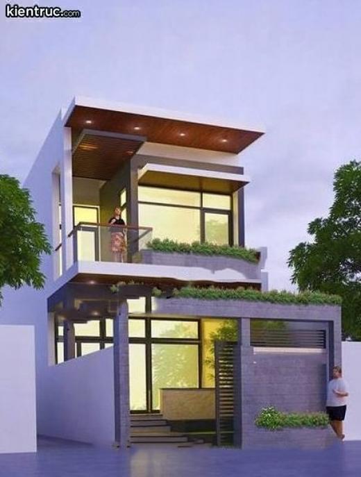 Thiết kế mẫu nhà 2 tầng 4 phòng ngủ mái bằng 13x11m giá rẻ BT4140422 - Kiến  trúc Angcovat
