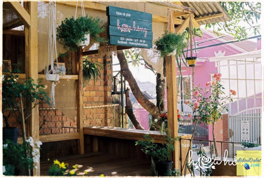 tiệm cafe hoa hồng đà lạt, cafe của hương và hoa