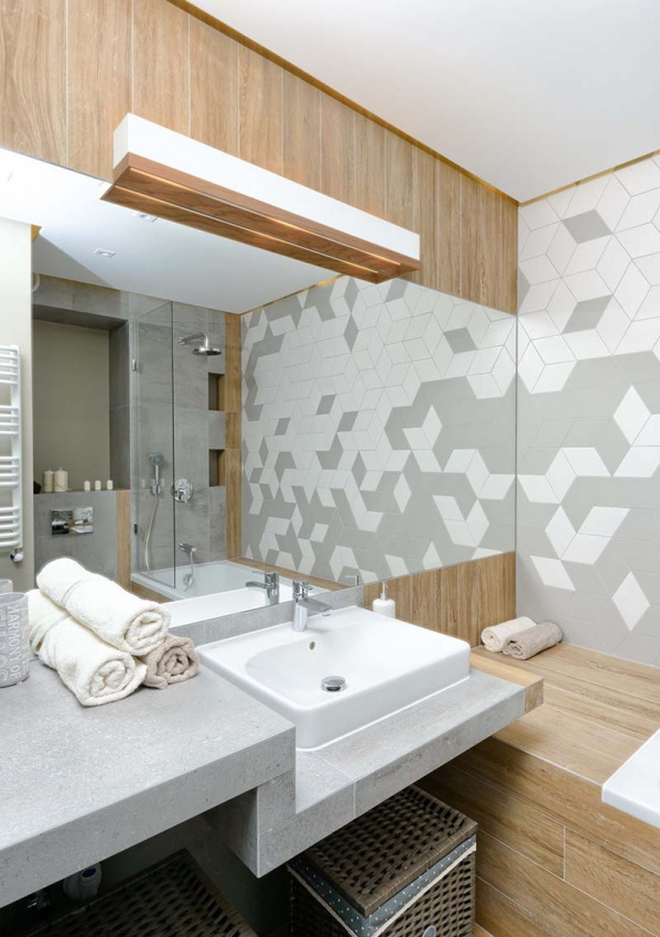 , phòng tắm thêm ấn tượng với họa tiết hình học