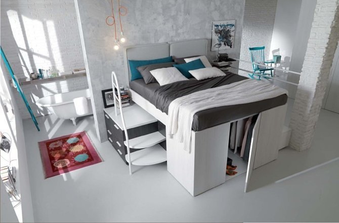 , giường ngủ kết hợp tủ đồ- giải pháp hoàn hảo cho phòng hẹp