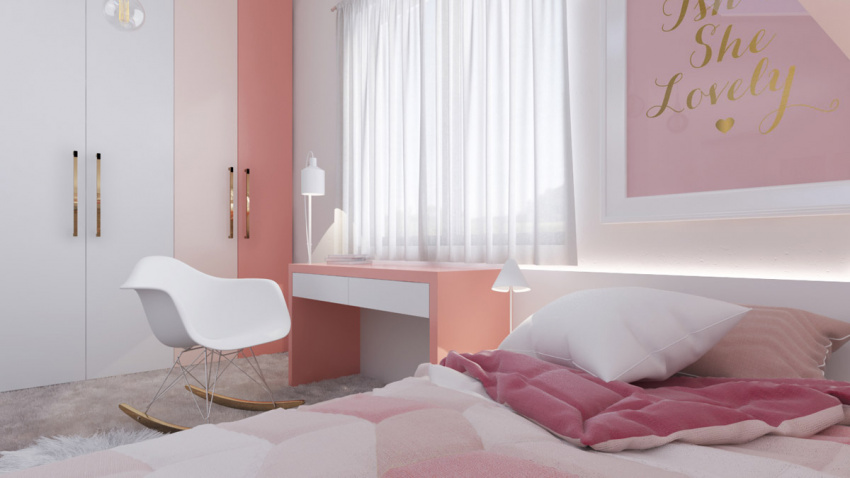 , muôn kiểu phối tông màu hồng dịu ngọt cho phòng ngủ bé gái