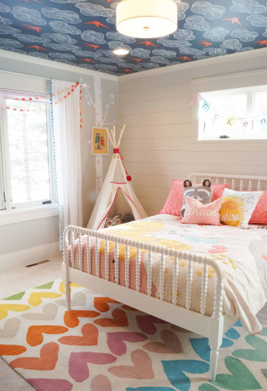 , giấy dán trần: xu hướng mới, độc đáo trong trang trí phòng ngủ của trẻ