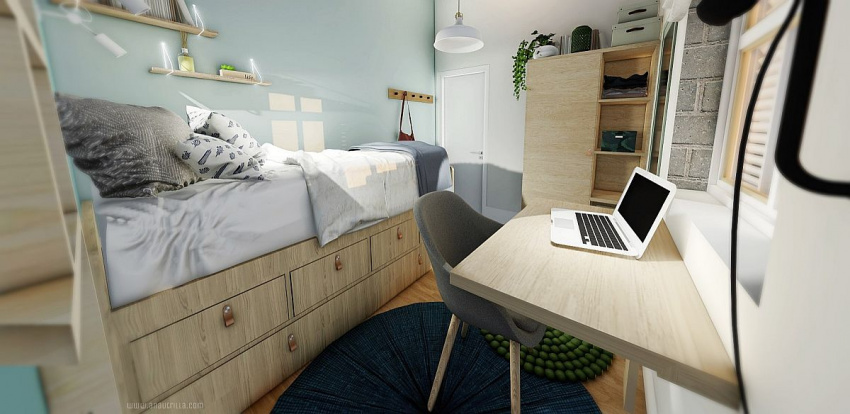 , loạt ý tưởng thiết kế phòng ngủ nhỏ phong cách công nghiệp
