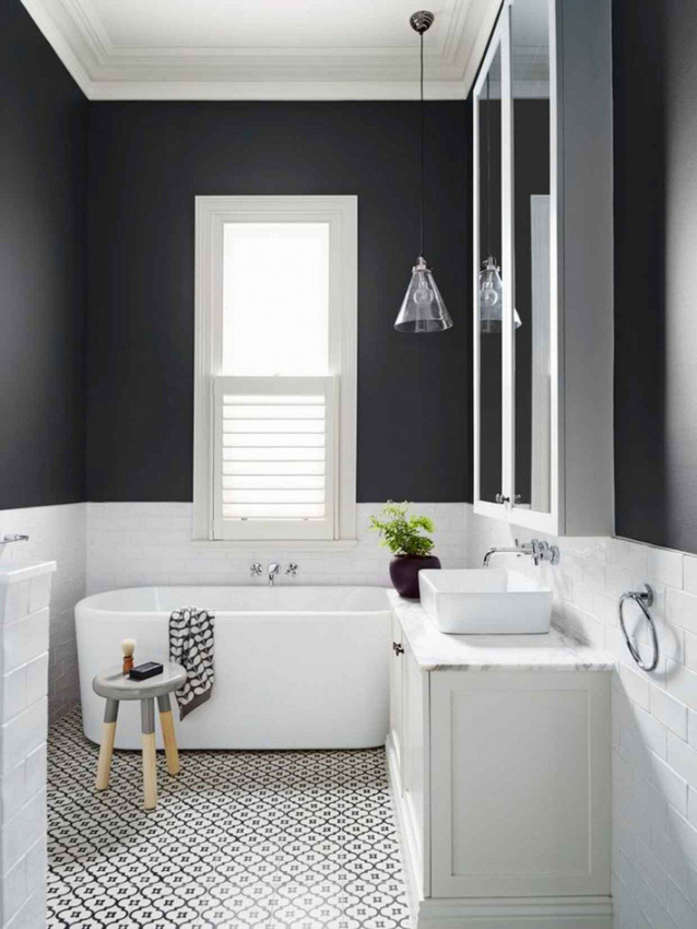 , những mẫu phòng tắm ấn tượng nhờ sử dụng thành công hai sắc trắng, đen