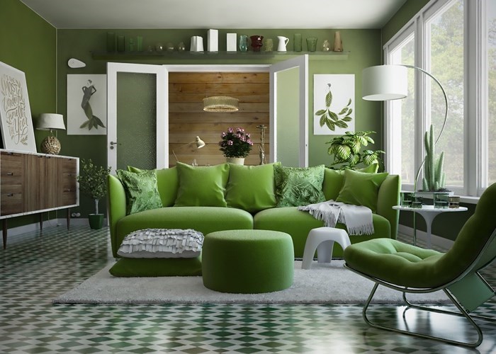 , tham khảo những mẫu phòng khách màu xanh dịu mát cho mùa hè