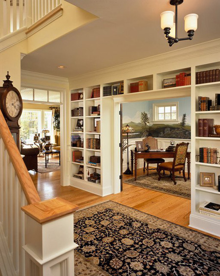 , biến phòng khách thành nơi đọc sách với chiếc tủ kệ rộng