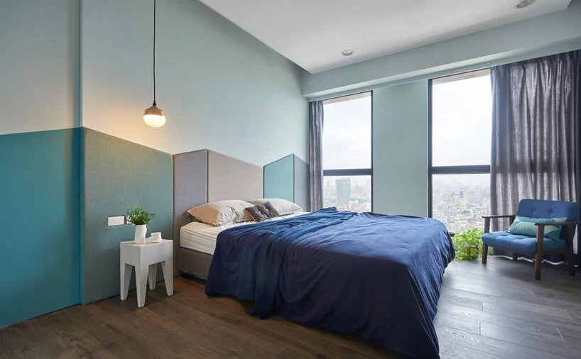 , căn hộ 1 phòng ngủ mát mắt với sắc xanh dương làm điểm nhấn