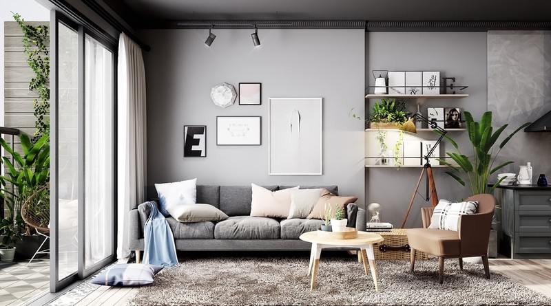 Mẫu căn hộ màu xám dành cho những người thích sự giản dị