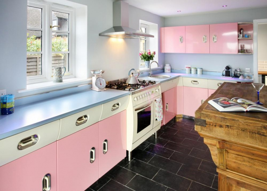 , những mẫu phòng bếp tuyệt đẹp với gam màu pastel