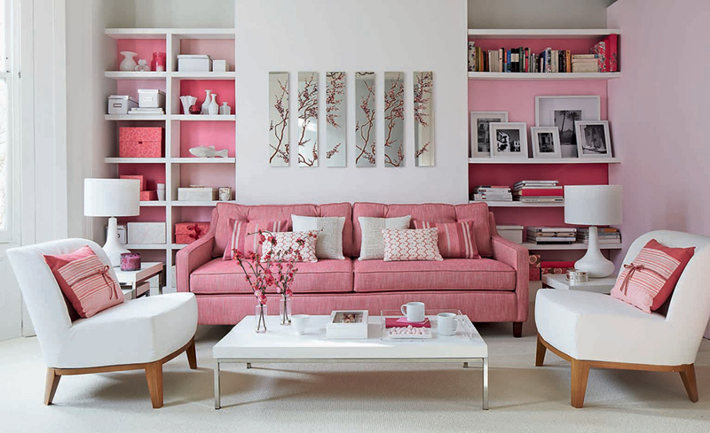 Loạt phòng khách sắc hồng pastel ngọt ngào