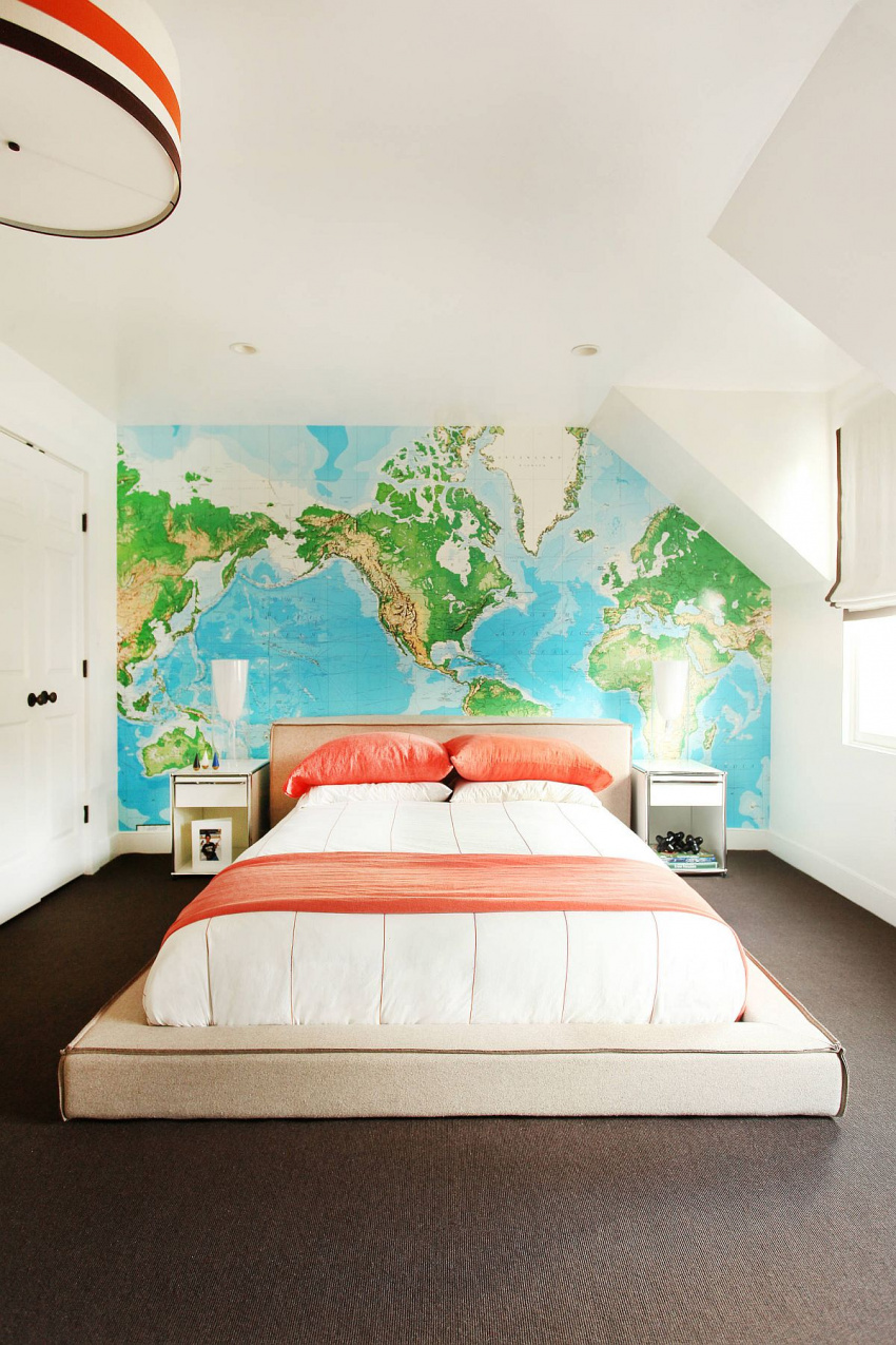 Lạ mắt với phòng ngủ được trang trí bằng bản đồ