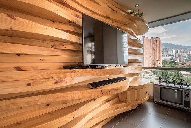 , thiết kế tường gỗ mang đến vẻ đẹp độc đáo và ấm áp cho phòng khách