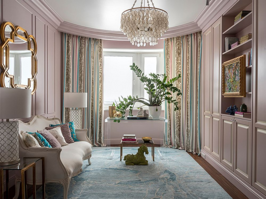 Những mẫu phòng khách đẹp quyến rũ với tông màu hồng pastel dịu ngọt