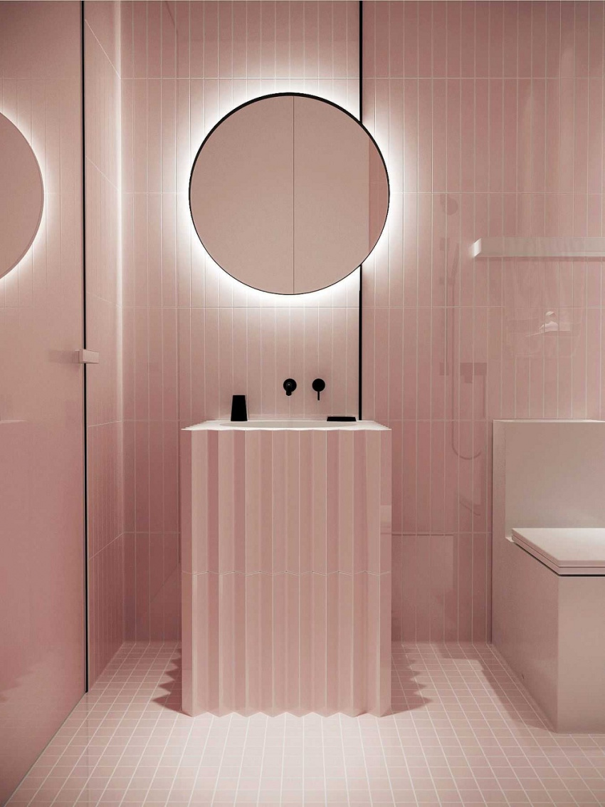 Phòng tắm màu hồng ngọt ngào dành cho cô nàng sành điệu
