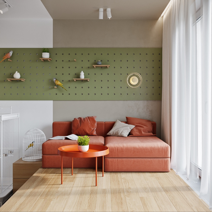 Thiết kế nội thất sắc màu tươi vui trong căn hộ 46m2