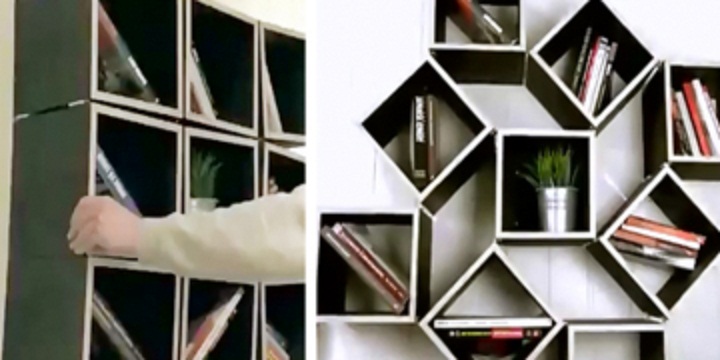 Tủ sách treo tường có thể xoay thành các hình dạng khác nhau