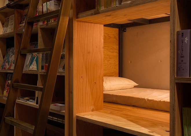 , những phòng ngủ tí hon trong tủ sách ở nhật