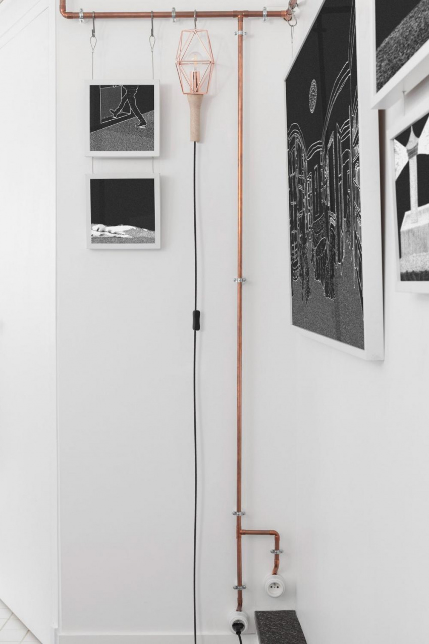 , căn hộ studio gây ấn tượng với hệ thống ống nước “chạy” khắp nhà