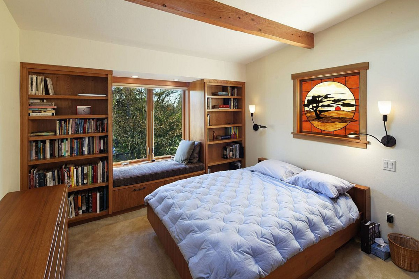 , phòng ngủ mùa thu tích hợp góc đọc sách hoàn hảo