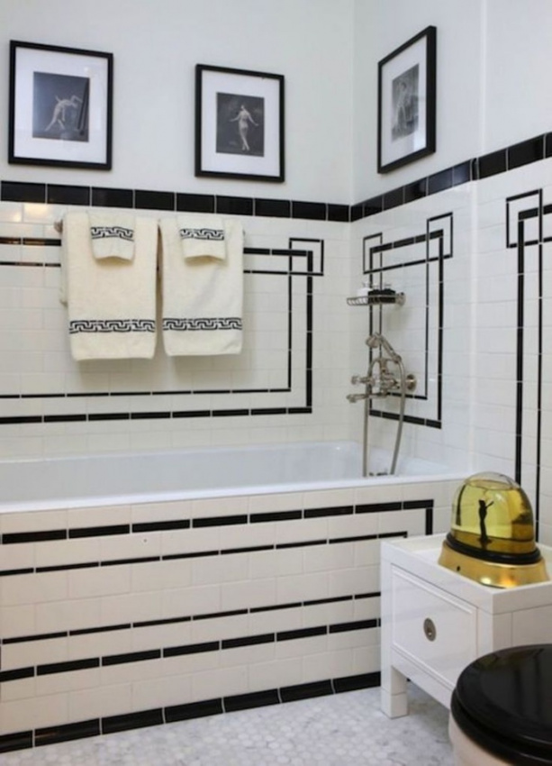 , ứng dụng phong cách art deco trong trang trí phòng tắm nhỏ