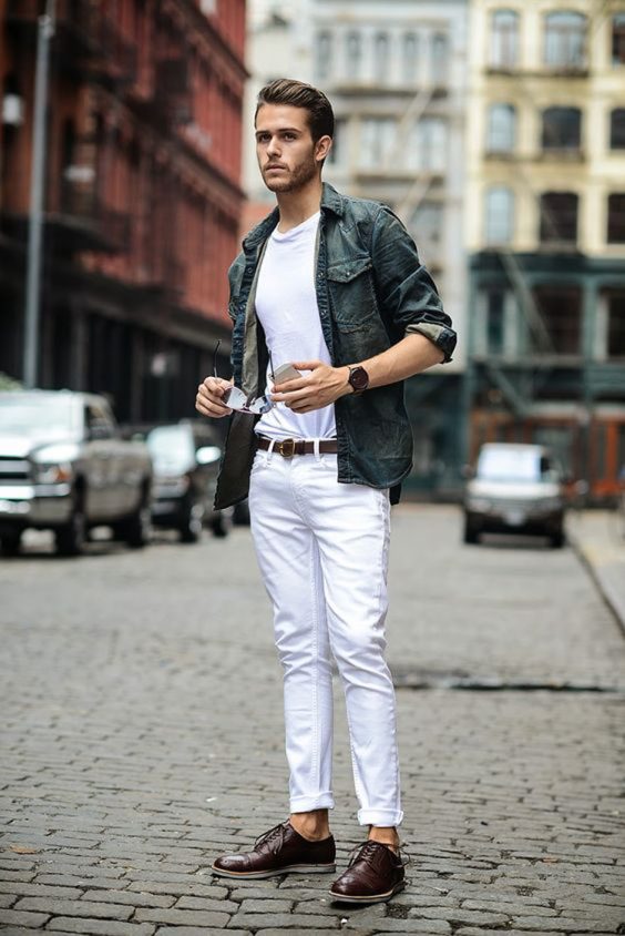 Cách phối đồ với quần jeans trắng